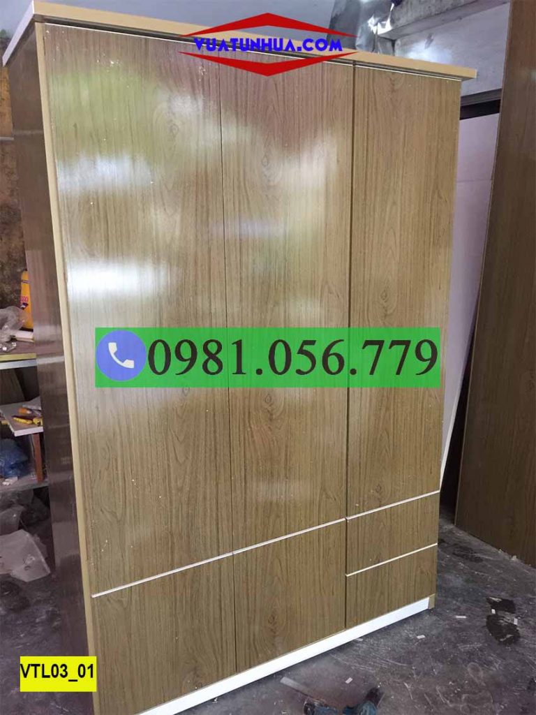 tủ nhựa quần áo 3 cánh VTL03_01 màu nâu