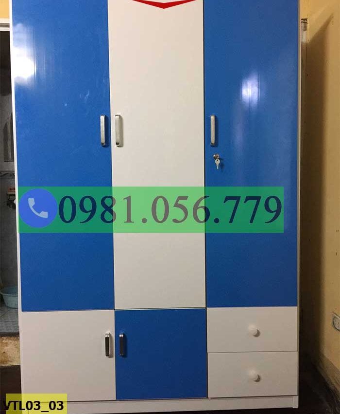 Tủ nhựa Đài Loan 3 cánh 2 hộc 2 ngăn kéo VTL03_03