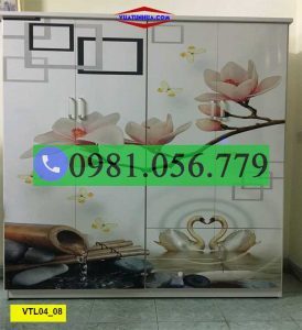 Tủ nhựa Đài Loan 4 cánh, 2 buồng in 3D VTL04_08