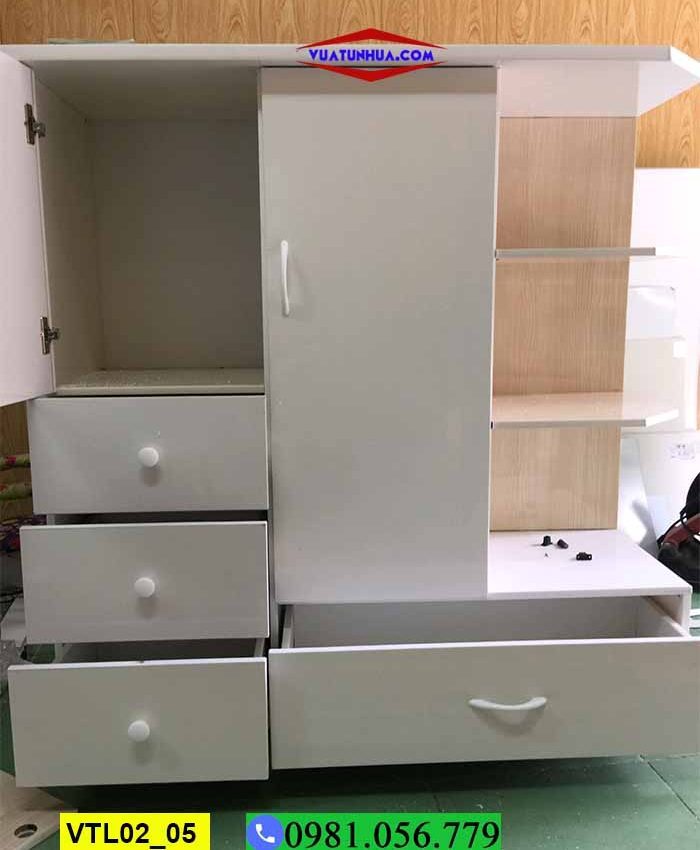 Tủ nhựa đựng quần áo 2 cánh nhiều ngăn VTL02_05