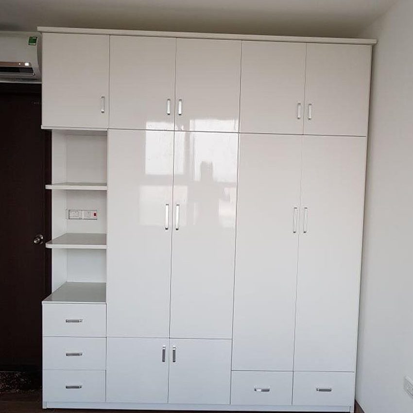 Tủ nhựa đựng quần áo 5 cánh 2 buồng nhiều hốc và ngăn kéo VTL05_03