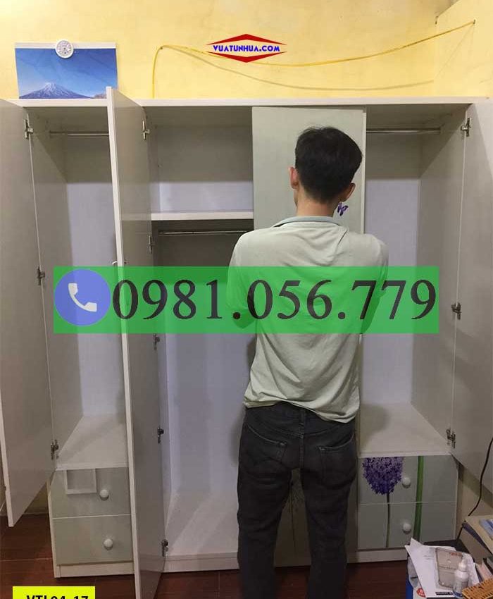 Tủ nhựa đựng quần áo 4 cánh in 3D VTL04_17