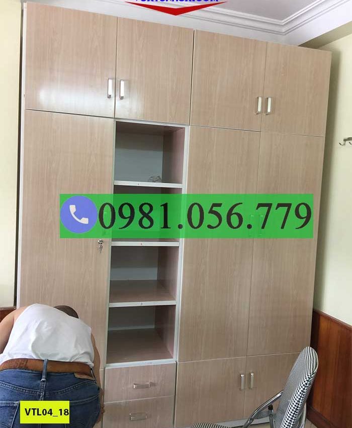 Tủ nhựa đựng quần áo 4 cánh 1 kệ kịch trần VTL04_18