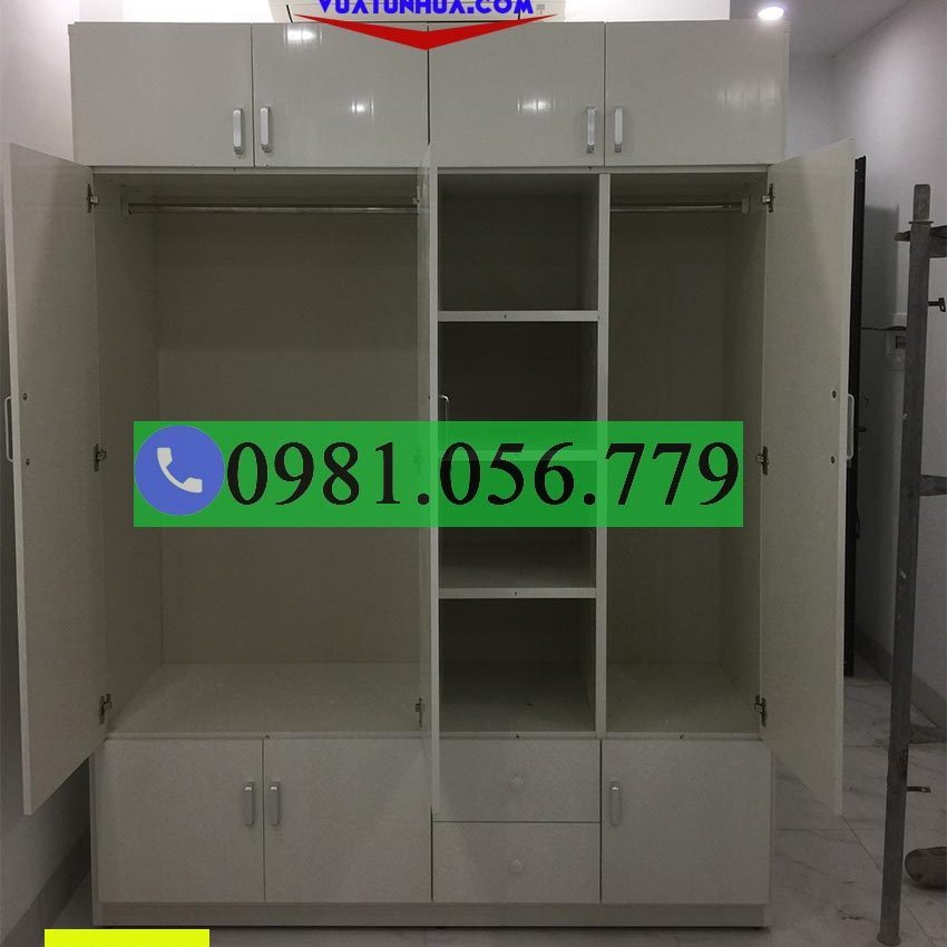 Tủ nhựa đựng quần áo 4 cánh 1 kệ kịch trần VTL04_18