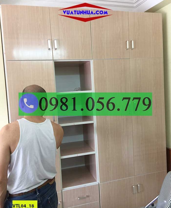 Tủ nhựa đựng quần áo 4 cánh 1 kệ kịch trần VTL04_18