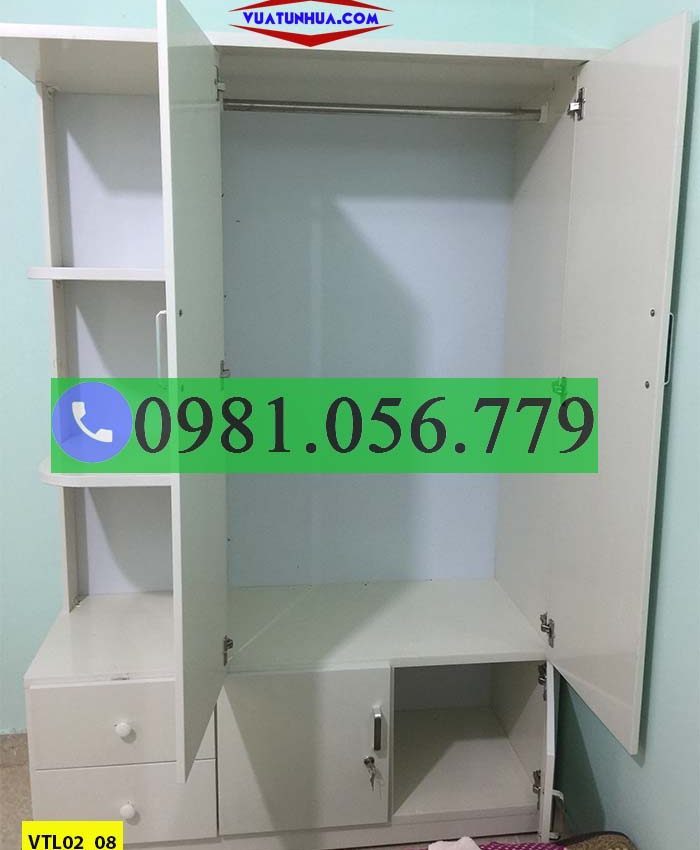 Tủ nhựa đựng quần áo 2 cánh 1 kệ VTL02_08
