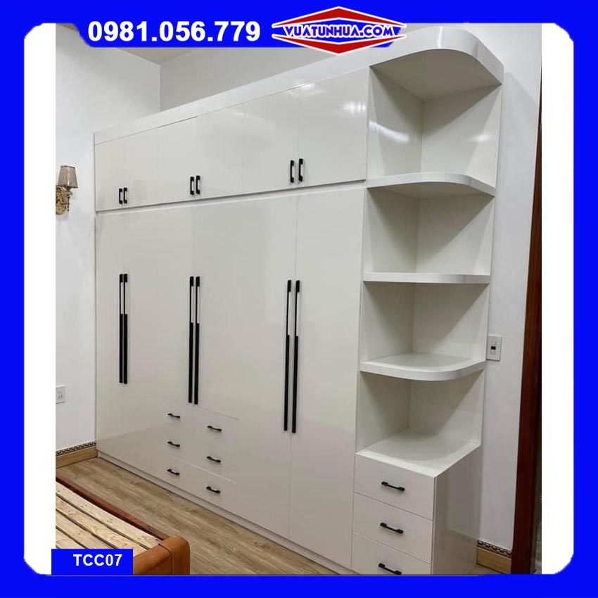 Tủ nhựa Ecoplast cao cấp 6 cánh 1 kệ kịch trần TCC07 fb