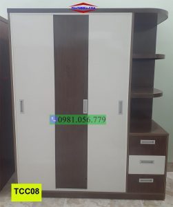 tủ cao cấp Ecoplast 3 cánh 1 kệ cánh lùa TCC08