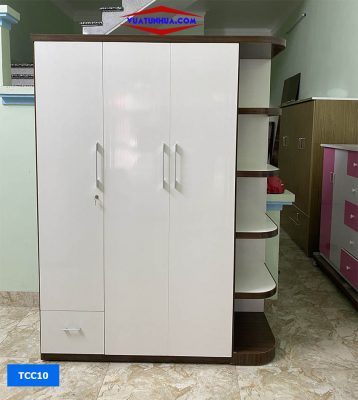 Tủ nhựa quần áo 3 cánh 1 kệ nhựa Eco plast TCC10