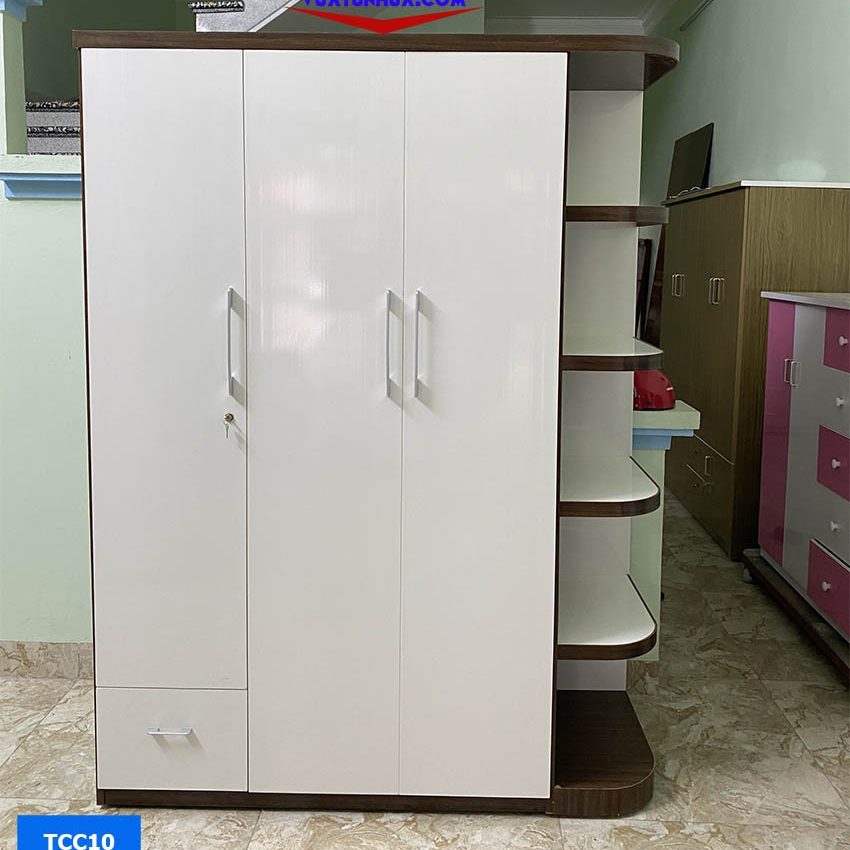 Tủ nhựa quần áo 3 cánh 1 kệ nhựa Eco plast TCC10