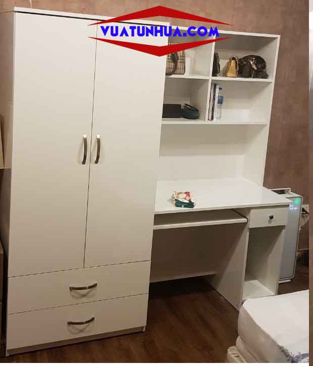 tủ nhựa cho bé có bàn học/kệ sách tích hợp